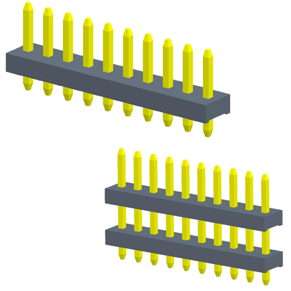 3.96mm排针 单排 180度 单塑/多塑 B型